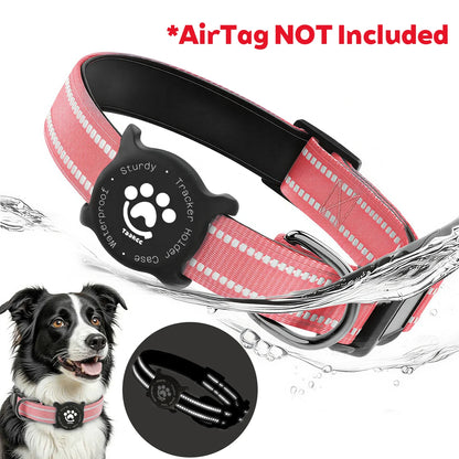 Reflective Dog Collar with Luminous Airtag Holder, Waterproof Soft Padded & Safety Buckle, Air Tag Tracker Case Collars